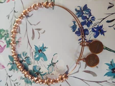 Alex & Ani Copper Bracelet w 2 charms,  infused + Energy Technology Expandable
