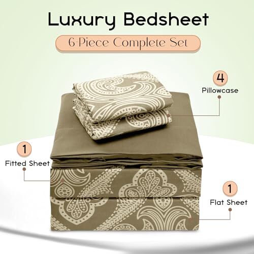 Lux Decor Queen Sheet Set, 6-Pc Cooling Bed Set, Assorted Colors , Sizes - Picture 14 of 66