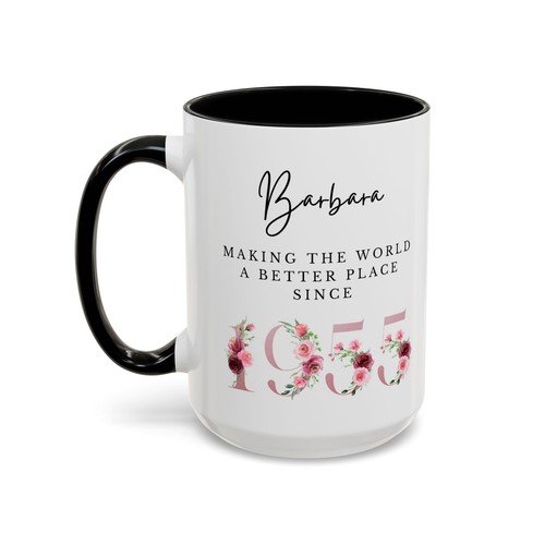 70th birthday mug 1954 floral gift for her mom grandma personalized coffee cup - Picture 9 of 33