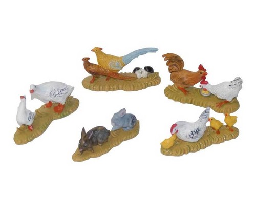 Set 8 Animali Fattoria In Resina Per Presepe - Statuine Natalizie 8 Cm