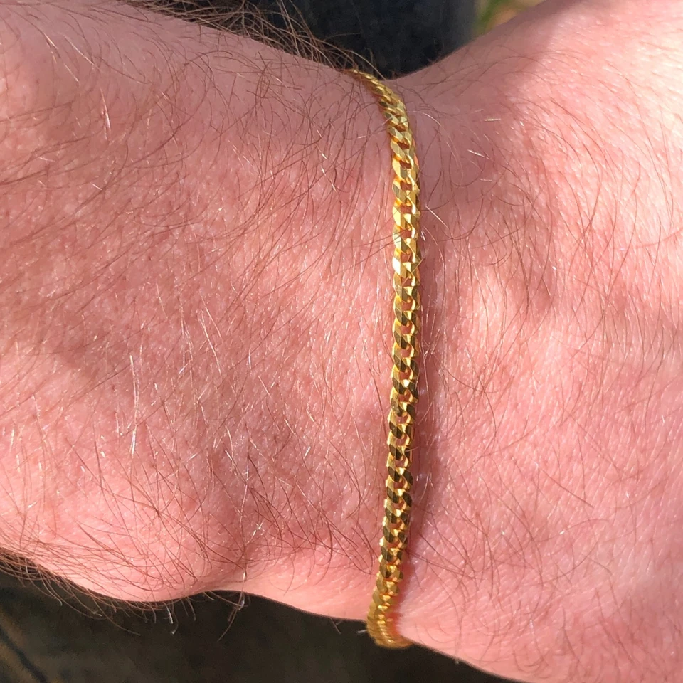 Solid Authentic 1/20 14K Yellow Gold Cuban Link Bracelet mm 8 Inch - Image 2 of 4