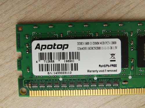 4GB DDR3 1600MHz U-DIMM PC3-12800 240 pin DESKTOP RAM MODULE - Afbeelding 2 van 3