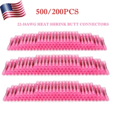 500/200Pcs Heat Shrink Waterproof Seal Wire Connector RED 22-16AWG Butt Terminal