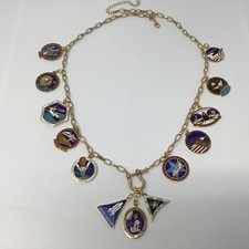 Vintage NASA Space Shuttle Emblems Necklace 13 Charms medallions