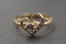 10K Solid Yellow Gold 10MM Polished Beautiful Heart CZ Ring. Size 7.25