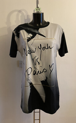 River Island Ladies Tshirt New York Vs Paris Size 10 UK