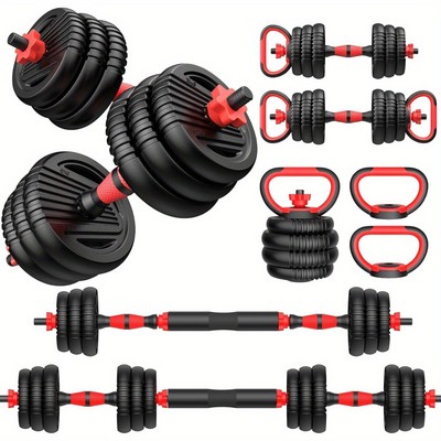 Adjustable Dumbbell Set 20-90lbs, 4-in-1 Kettlebell & Barbell for Home Gym