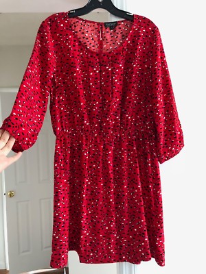 TOPSHOP Women's US Size 8 Bright Red Leopard Printed Dress