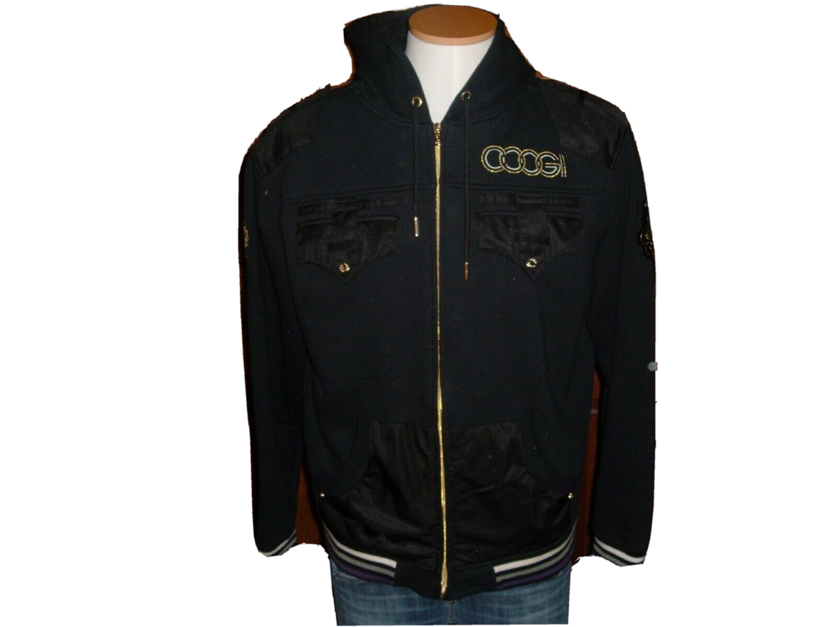 『城戸』メンズジャケット　ジャージ　COOGI COOGI Men's Vintage Full Zip Hooded Embroidered Jacket Black Size