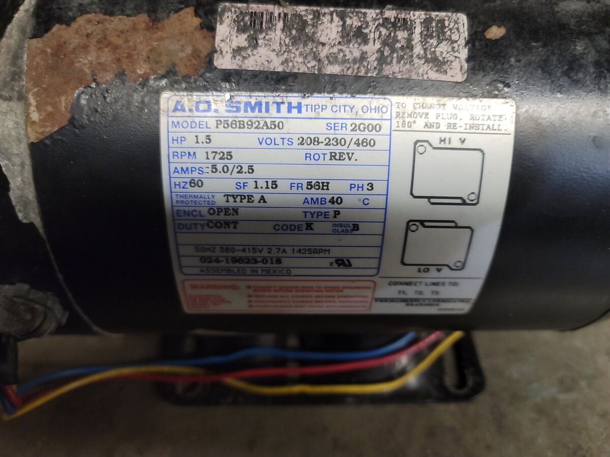 AO Smith Motor/Century P56B92A50 - 1.5HP 1725RPM / 3PH 230