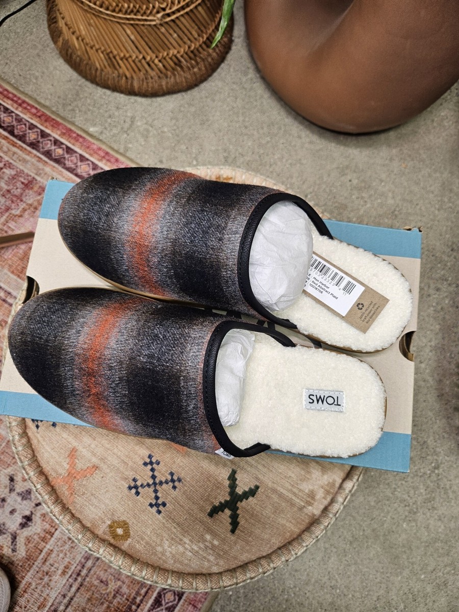 Toms Men\'s Harbor Abstract Plaid Cozy Slip-On Casual Slippers Red Size 8 TOMS Harbor Slipper, Red Abstract Plaid, Men main image 4