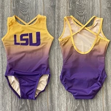 NEW Custom Louisiana State University LSU Tigers Strappy Back Gymnastics Leotard