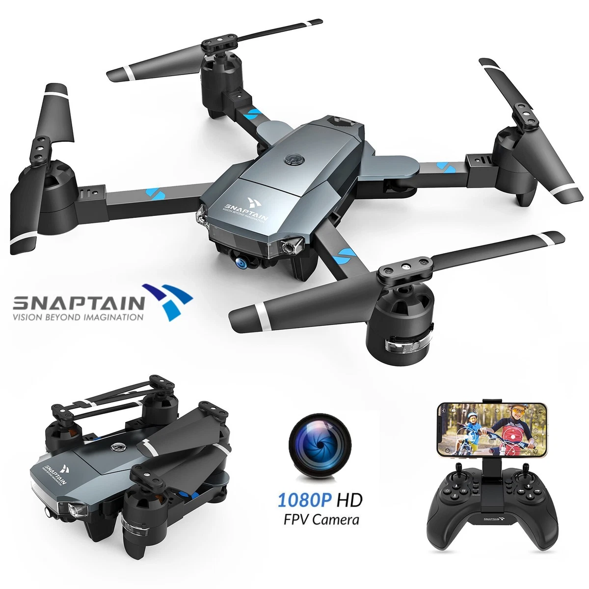 SNAPTAIN WiFi Foldable RC Drone 1080P HD Camera Quadcopter Voice