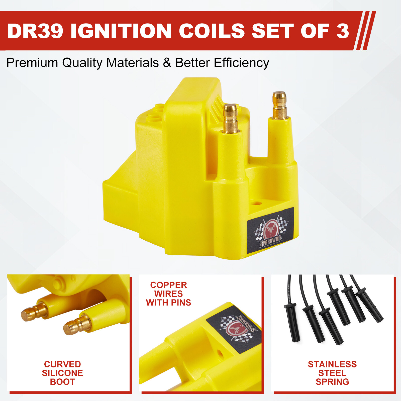 6x Iridium Spark Plug 3x DR39 Ignition Coil + Wires For 96-08 Buick Lucerne 3.8L