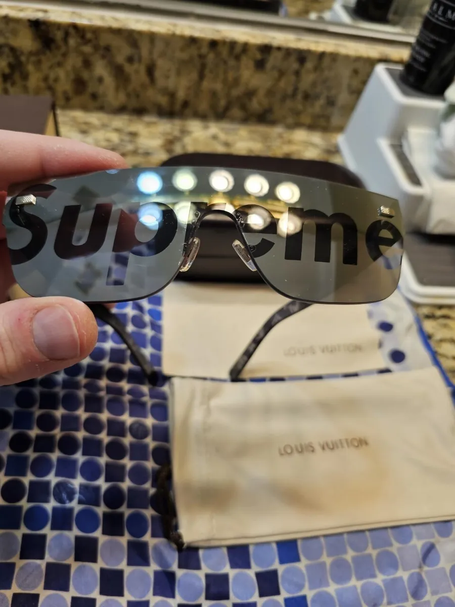 Louis Vuitton Supreme Collaboration Silver Logo Sunglasses Very