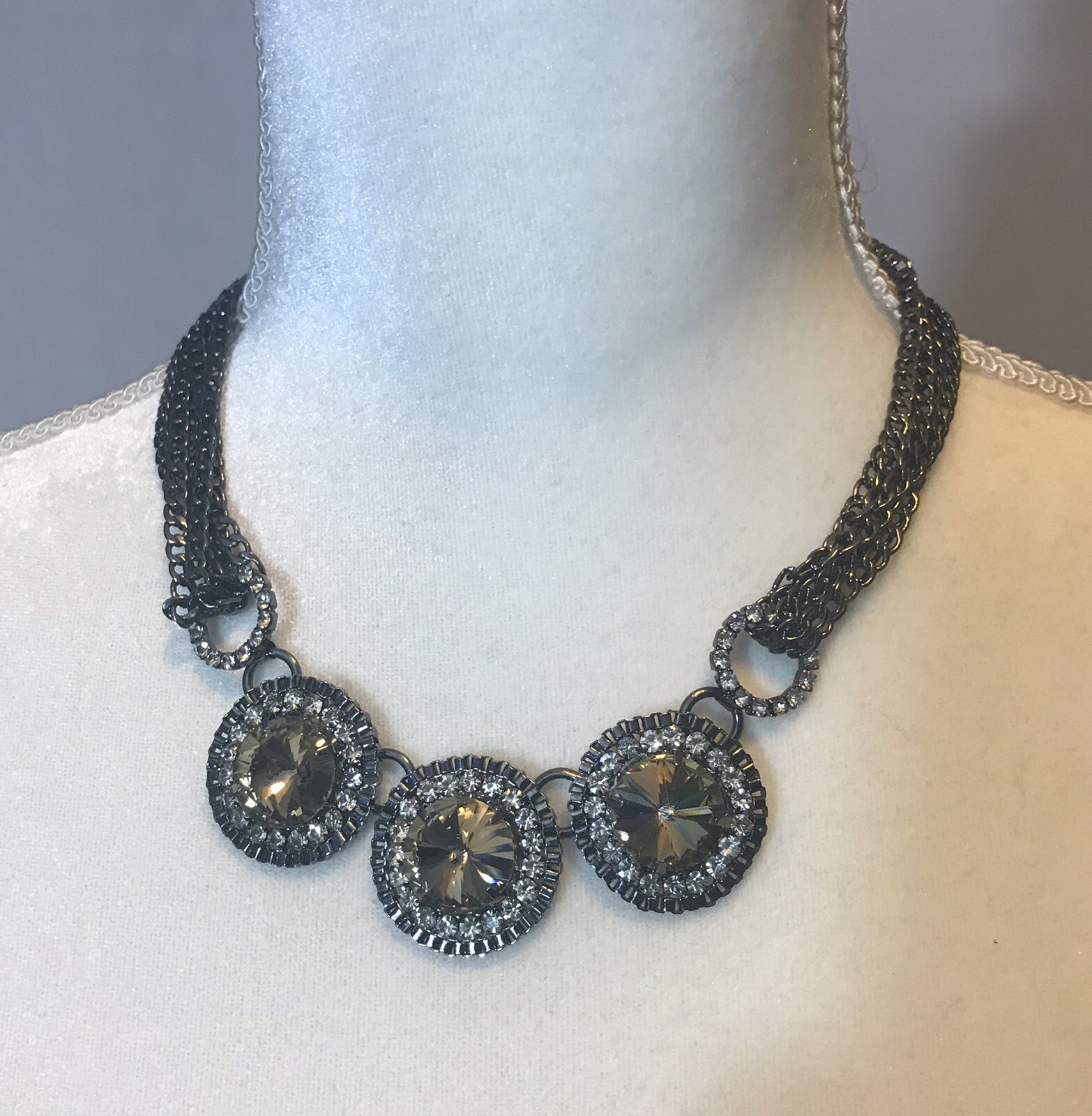 18” Multiple Chain Rhinestone Statement Necklace - image 6