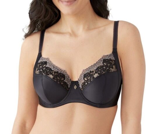 Wacoal 855377 Side Note Full Coverage Underwire Bra Black Size 40DD