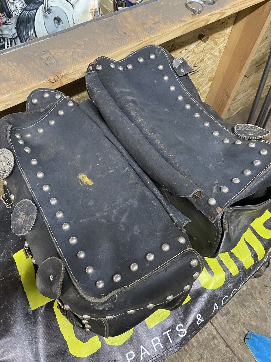 Vintage Harley Davidson Saddlebags Pair Studded Fringe