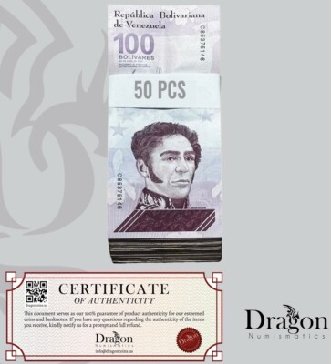VENEZUELA 100 DIGITALES Qty 50 2021 CIR 100 million bolivar 1/2 Bundle USED 