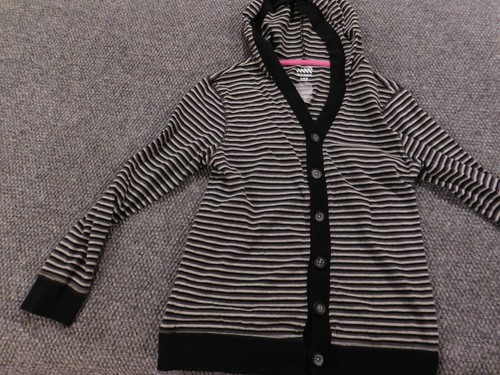Old Navy Girls Sweater Extra Large Gray striped hoodie - Picture 3 of 12