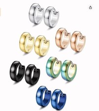 6pcs Stainless Steel Hoop Earrings Small Huggie Hoop Earrings for Women Men
