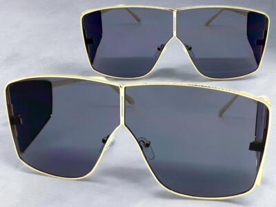 Übergröße Zeitgenössisch Moderne Retro Shield Sonnenbrille Groß Goldrahmen Dark