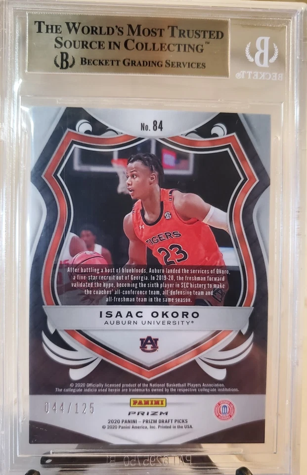 Tarjeta de novato ISSAC OKORO 2022 CRUSADE Red Fast Break Prizm PSA 9,5 #/125 BULLS RC Foto 2 de 2