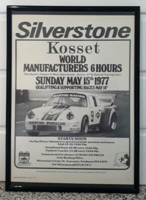 Framed original Classic Car Ad for Silverstone World Manufacturers race 1977