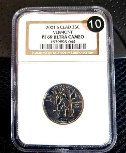 2001-S CLAD Washington Quarter Vermont NGC PF 69 Ultra Cam San Francisco 25c. 10