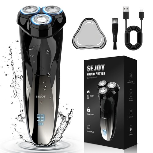 SEJOY Men Electric Shaver 3D Rotary Razor with Popup Trimmer Wet&Dry