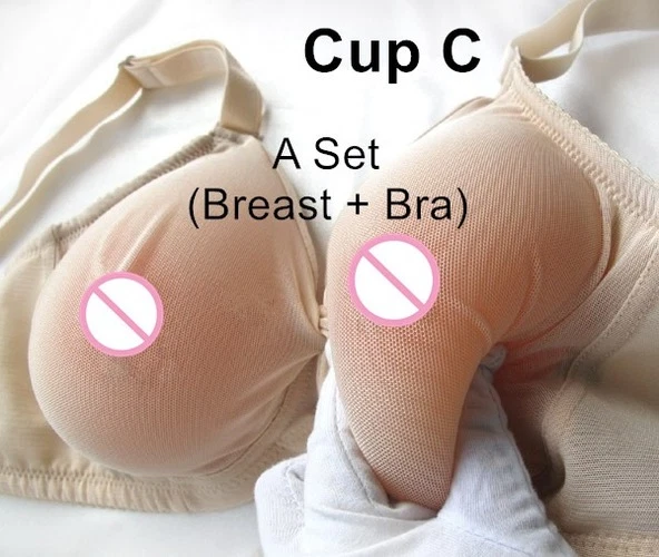 C Cup ( 800g Teardrop Silicone Breast Form Boobs+Semi-transparent