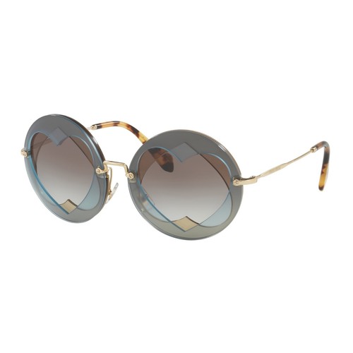 🍀 NUOVO MIU MIU WOMEN'S 01SS a strati a Doppio Cuore Rotondo Occhiali da  sole Azzurro/Nocciola | eBay