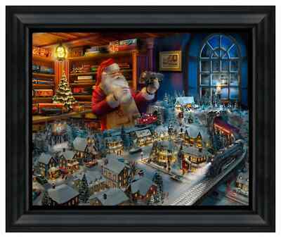 Thomas Kinkade Studios Santa's Final Touch Brushstroke Vignette Framed