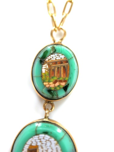 Elegante Collar - Sección Central Con Viejo Mosaico Micro - 585er Oro 14K-L = - Imagen 7 de 12
