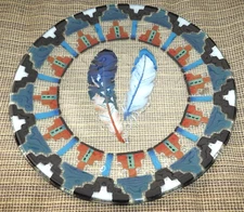 Vintage Fireglass Studio Handmade Fused Art Glass Feather Plate Signed/Dated '99