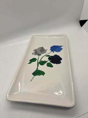 Kate Spade New York Willow Court Rectangle Ceramic Floral Rose Tray Serving Dish