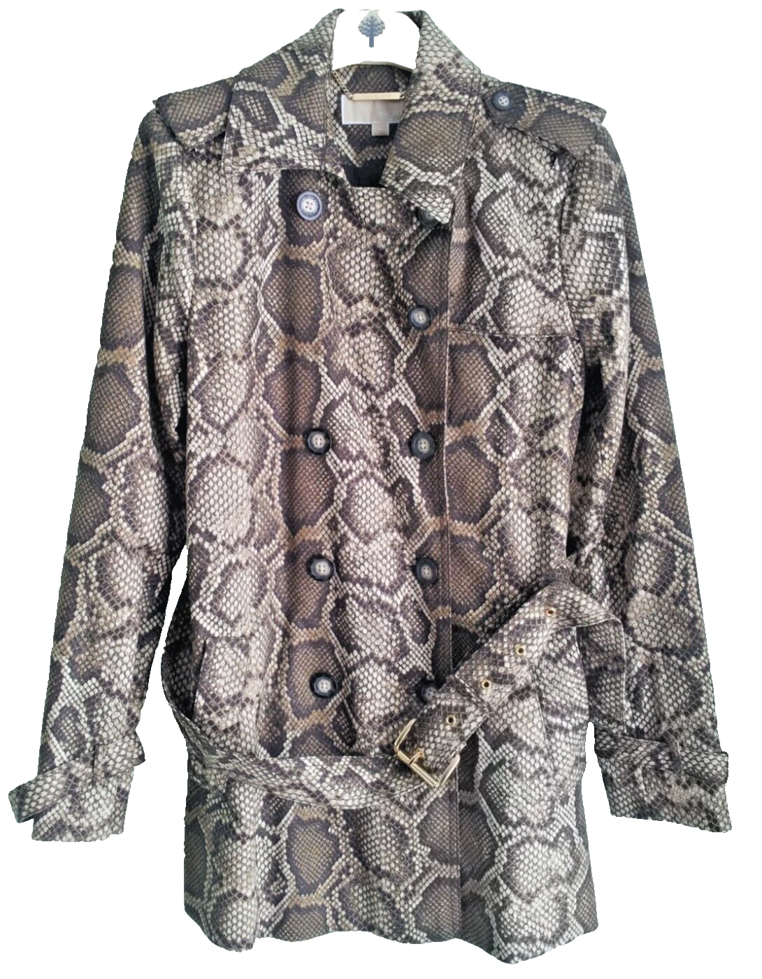 Cappotto trench Michael Kors motivo serpente cotone elastan taglia M