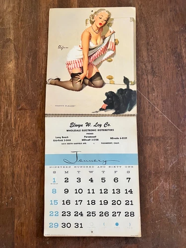 Original 1961 GIL ELVGREN 12-Month Pinup Calendar  9.25" x 7.5"  Complete