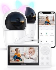 2 Camera Baby Monitor System - Wi-Fi - Split Screen - Lullabies and Light - NIB