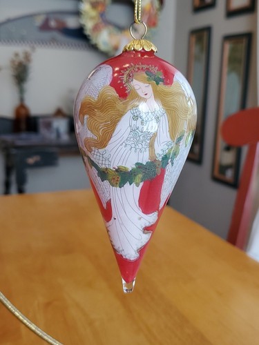 Pier 1 Reverse Handpainted Li Bien Glass Ornament 2011 Angel 5.5"×2.5" EUC - Picture 20 of 24