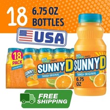SUNNYD Tangy Original Shelf Stable Orange Juice Drink, 18 Count, 6.75 fl oz Bott