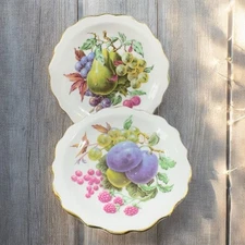 Royal Standard Fine Bone China England Dish Plate Fruit Set 2 Gold Edge 4inch