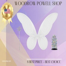 Magical White Costume Wings with Star Wand - Ideal for Adult Halloween Cosplay