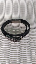 uomo - bracciale drago in acciaio inox pelle nera lungo 8,50 pollici