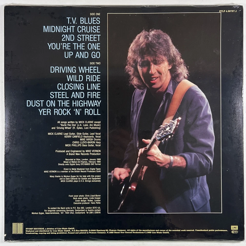 The Mick Clarke Band “Steel And Fire” LP/Stomp (Sealed) Germany 1989 White - Image 2 of 2