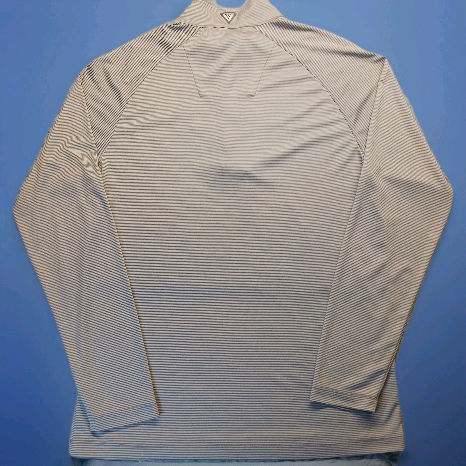 Level Wear 1/4 Zip Long Sleeve Golf Shirt Men M Grey Striped Embroidered Logo