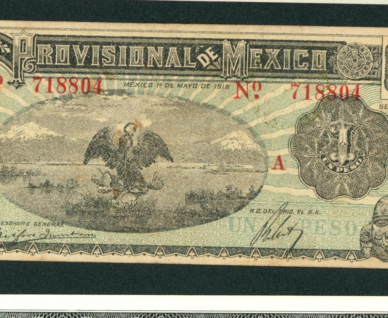 1 Peso 1916 Gobierno Provisional De Mexico ** DAILY CURRENCY AUCTIONS
