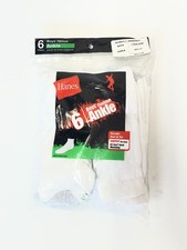 Boys Hanes White Ankle Socks Size 9-2.5 6 Pack NEW