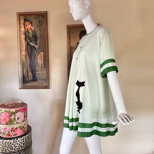 Vintage 60s Mod Kitty Cat Babydoll Dress Robe Nightie Rockabilly Boudoir S/M, $65 - Photo 7