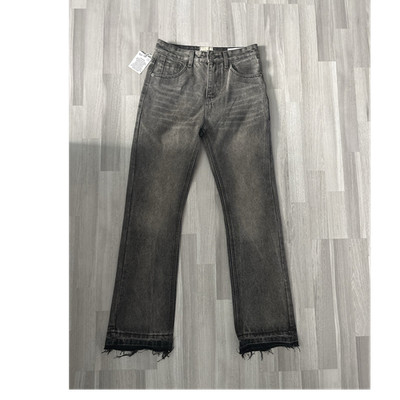 Gallery Dept. Weite Jeans S Schwarz Grau Fransen Denim Baumwolle Five-Pocket